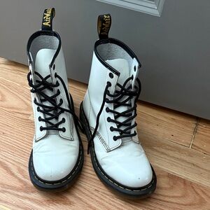 Dr. Martens White Combat Boots with Black Laces